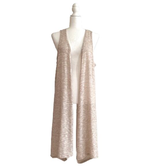 Simply Lara Duster Kimono Lace Detail Open Front Sleeveless Neutral Beige XL NEW - Picture 12 of 12